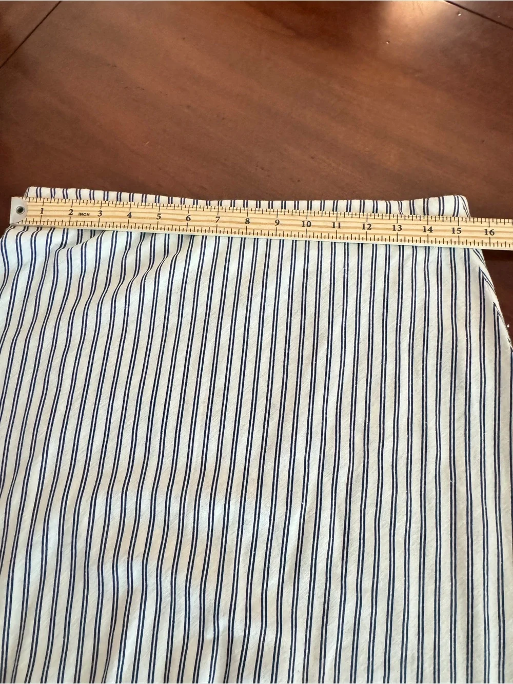 A New Day Linen Blend Midi Skirt Medium Navy Stripe A-Line Pull On Coastal - Picture 6 of 7